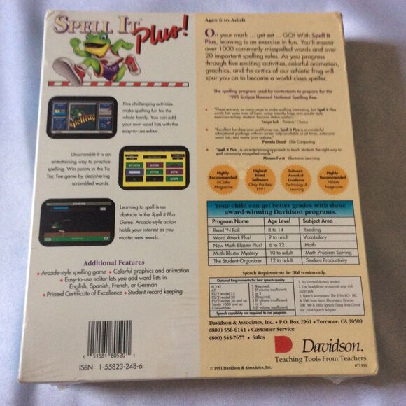 SPELL IT PLUS Spelling Program For The Entire Family It TALKS IBM/TANDY& PC Comp - Picture 2 of 11